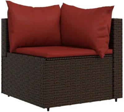 vidaXL 4 Piece Patio Lounge Set with Cushions Brown Poly Rattan