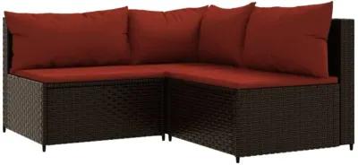 vidaXL 4 Piece Patio Lounge Set with Cushions Brown Poly Rattan