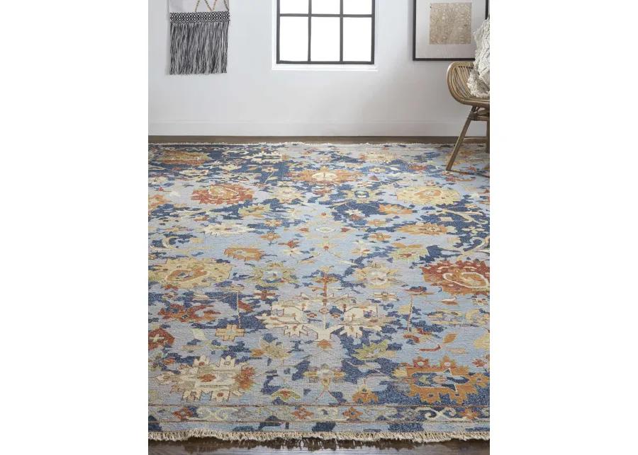 Leylan 0587F 3'6" x 5'6" Blue/Orange/Red Rug