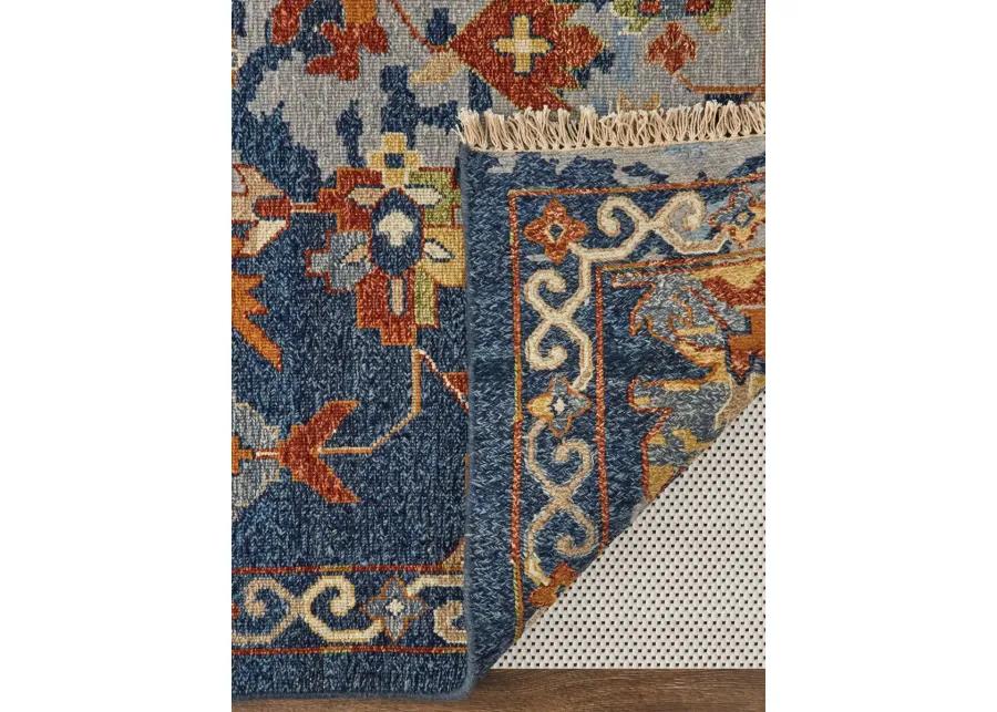 Leylan 0587F 3'6" x 5'6" Blue/Orange/Red Rug