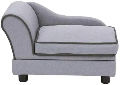 Teamson Pets Ivan Linen Pet Sofa with Storage & Washable Cover, Light Grey