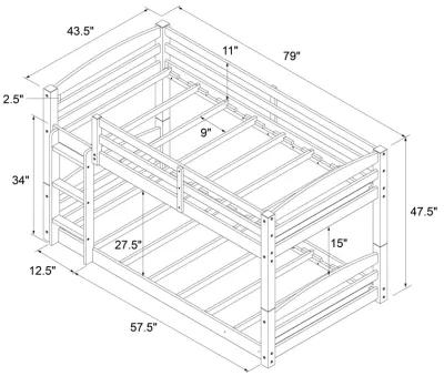 DHP Sierra Convertible Twin over Twin Bunk Bed with Safety Railings