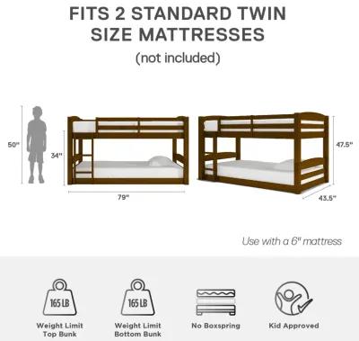 DHP Sierra Convertible Twin over Twin Bunk Bed with Safety Railings