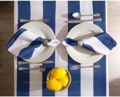 Nautical Blue Cabana Striped Outdoor Round Tablecloth 60"