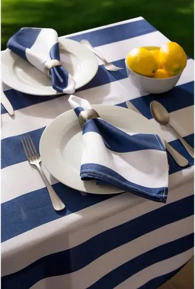 Nautical Blue Cabana Striped Outdoor Round Tablecloth 60"