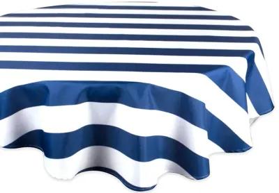 Nautical Blue Cabana Striped Outdoor Round Tablecloth 60"