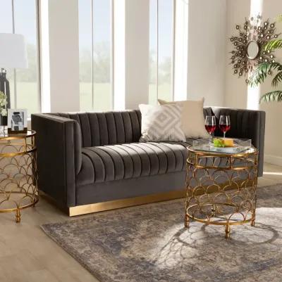 Baxton Studio Aveline Glam and Luxe Grey Velvet Fabric Upholstered Brushed Sofa