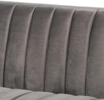 Baxton Studio Aveline Glam and Luxe Grey Velvet Fabric Upholstered Brushed Sofa