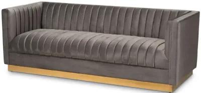 Baxton Studio Aveline Glam and Luxe Grey Velvet Fabric Upholstered Brushed Sofa