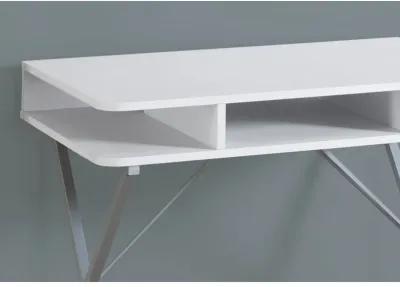 Monarch Specialties I 7100 Computer Desk, Home Office, Laptop, Storage Shelves, 31"L, Work, Metal, Laminate, White, Grey, Contemporary, Modern