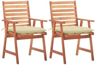 vidaXL Patio Dining Chairs 2 pcs with Cushions Solid Acacia Wood