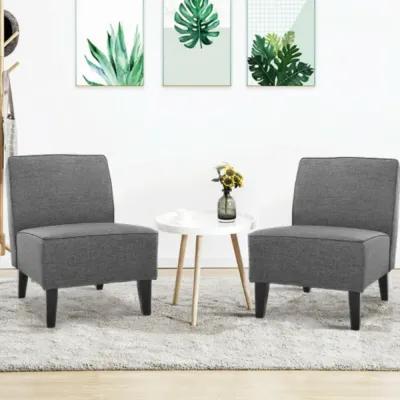 Contemporary Decor Solid Armless Accent Chair-Gray