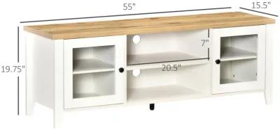 White Living Room Center: Modern TV Stand with Storage for 60" Screens