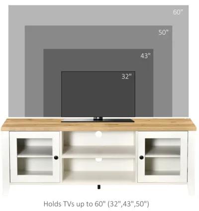 White Living Room Center: Modern TV Stand with Storage for 60" Screens