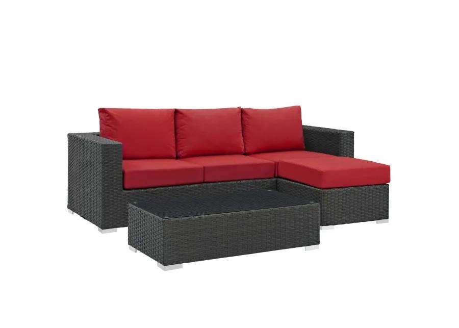 Sojourn Outdoor Patio Furniture Collection - Sunbrella Cushions, Synthetic Rattan, UV Protection, Aluminum Frame - Includes Coffee Table, Ottoman, Sofa