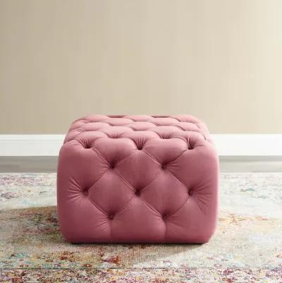 Amour Tufted Button Square Performance Velvet Ottoman