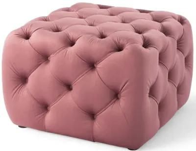 Amour Tufted Button Square Performance Velvet Ottoman