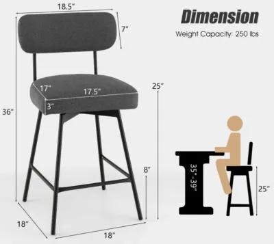 Hivvago 25 Inch 2-Piece Modern Upholstered Bar Stools with Back and Footrests