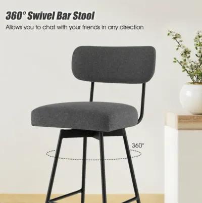 Hivvago 25 Inch 2-Piece Modern Upholstered Bar Stools with Back and Footrests