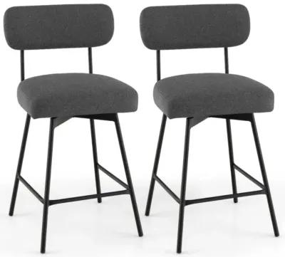 Hivvago 25 Inch 2-Piece Modern Upholstered Bar Stools with Back and Footrests