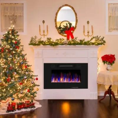 Hivvago 30-Inch Recessed Ultra Thin Electric Fireplace Heater with Glass Appearance