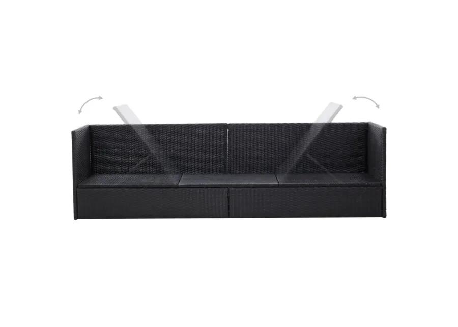 vidaXL Outdoor Sofa with Cushion and Pillow Poly Rattan Black