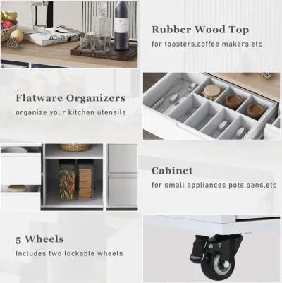 Merax Kitchen Cart with Rubber Wood Countertop