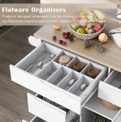 Merax Kitchen Cart with Rubber Wood Countertop