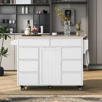 Merax Kitchen Cart with Rubber Wood Countertop