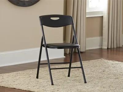 COSCO 34" Folding Card Table and 4 Resin Folding Chairs with Seatback Handles, Black