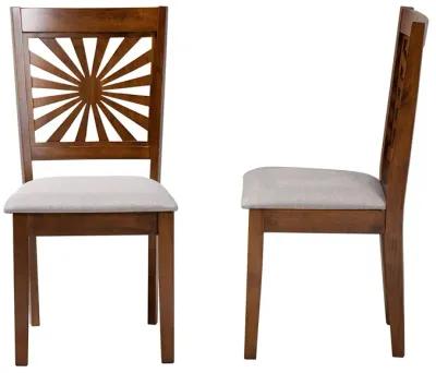 Baxton Studio Olympia Grey Fabric and Walnut Brown Finished Wood 2-Piece Dining Chair Set