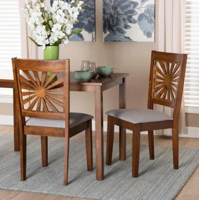 Baxton Studio Olympia Grey Fabric and Walnut Brown Finished Wood 2-Piece Dining Chair Set