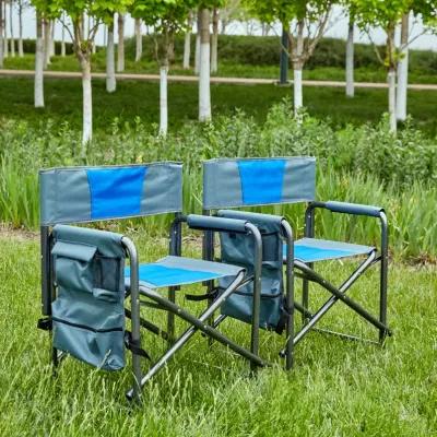 Hivvago 2pcs Padded Folding Outdoor Chair with Pockets Oversized Directors Chair