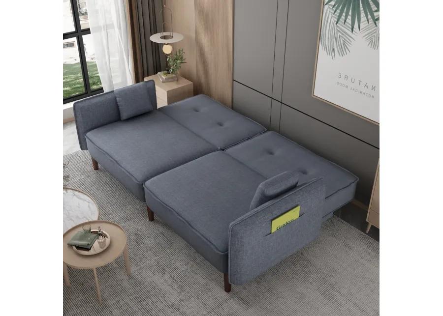 Futon Sofa Bed With Solid Wood Leg In Fabric