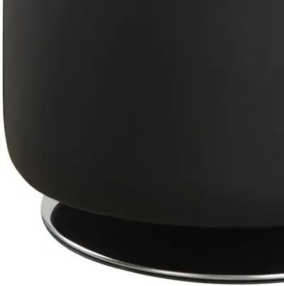 Round Leatherette Swivel Ottoman with Tufted Seat, Black-Benzara