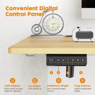 Electric Height Adjustable Standing Desk, Sit To Stand Ergonomic Computer Desk, Yellow, 55" X 24"