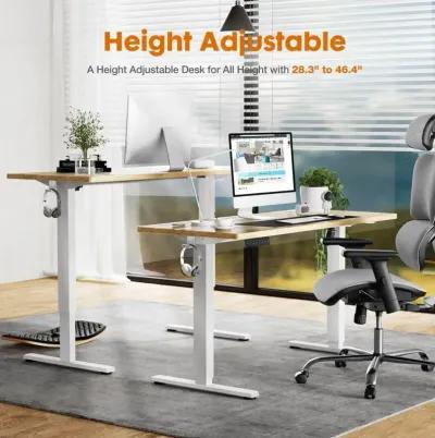 Electric Height Adjustable Standing Desk, Sit To Stand Ergonomic Computer Desk, Yellow, 55" X 24"