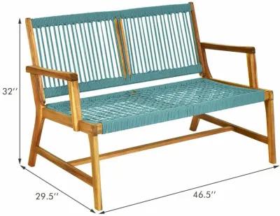 2-Person Acacia Wood Yard Bench for Balcony and Patio