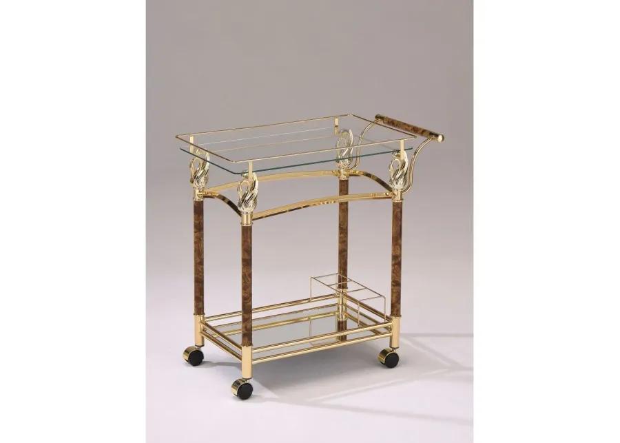 Helmut Serving Cart, Gold Plated & Clear Glass