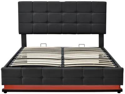 Tufted PU Upholstered Platform Bed With Hydraulic Storage System