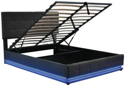 Tufted PU Upholstered Platform Bed With Hydraulic Storage System