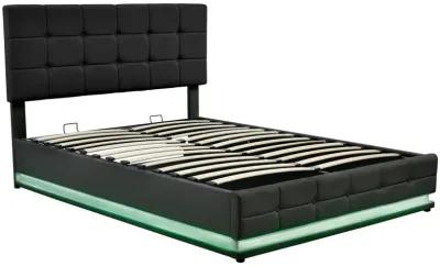 Tufted PU Upholstered Platform Bed With Hydraulic Storage System