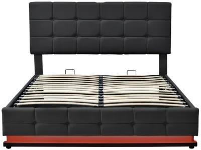 Tufted PU Upholstered Platform Bed With Hydraulic Storage System