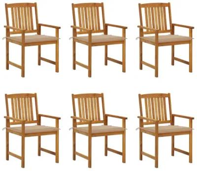 vidaXL Patio Chairs with Cushions 6 pcs Solid Acacia Wood