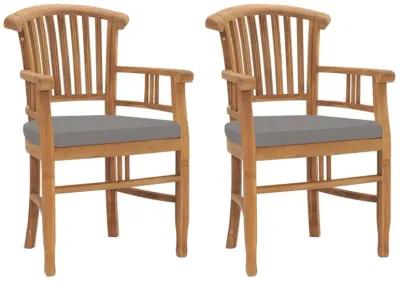 vidaXL Garden Chairs 2 pcs with Dark Gray Cushions Solid Teak Wood