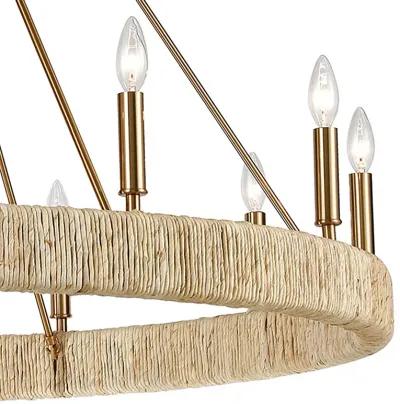 Abaca 48" Wide 12-Light Chandelier in Brass