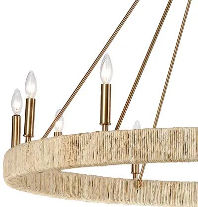 Abaca 48" Wide 12-Light Chandelier in Brass