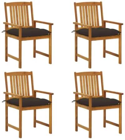 vidaXL Director's Chairs with Cushions 4 pcs Solid Acacia Wood