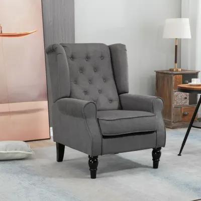 HOMCOM Button-Tufted Accent Chair with High Wingback, Rounded Cushioned Armrests and Thick Padded Seat, Blue