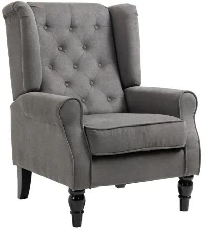 HOMCOM Button-Tufted Accent Chair with High Wingback, Rounded Cushioned Armrests and Thick Padded Seat, Blue